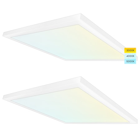 Luxrite 2x2 FT Surface Mount LED Panel Lights 3 CCT Selectable 40W 4000LM 0-10V Dimmable 2-Pack LR24015-2PK